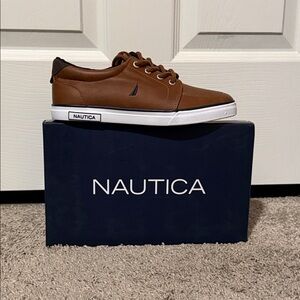 Nautica Youth Tan Lace Up Sneakers with White Sole